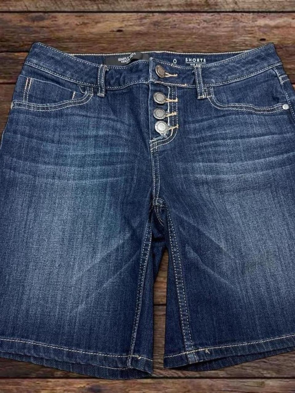 Simply Vera Vera Wang Indigo Denim Button-Fly Bermuda Shorts